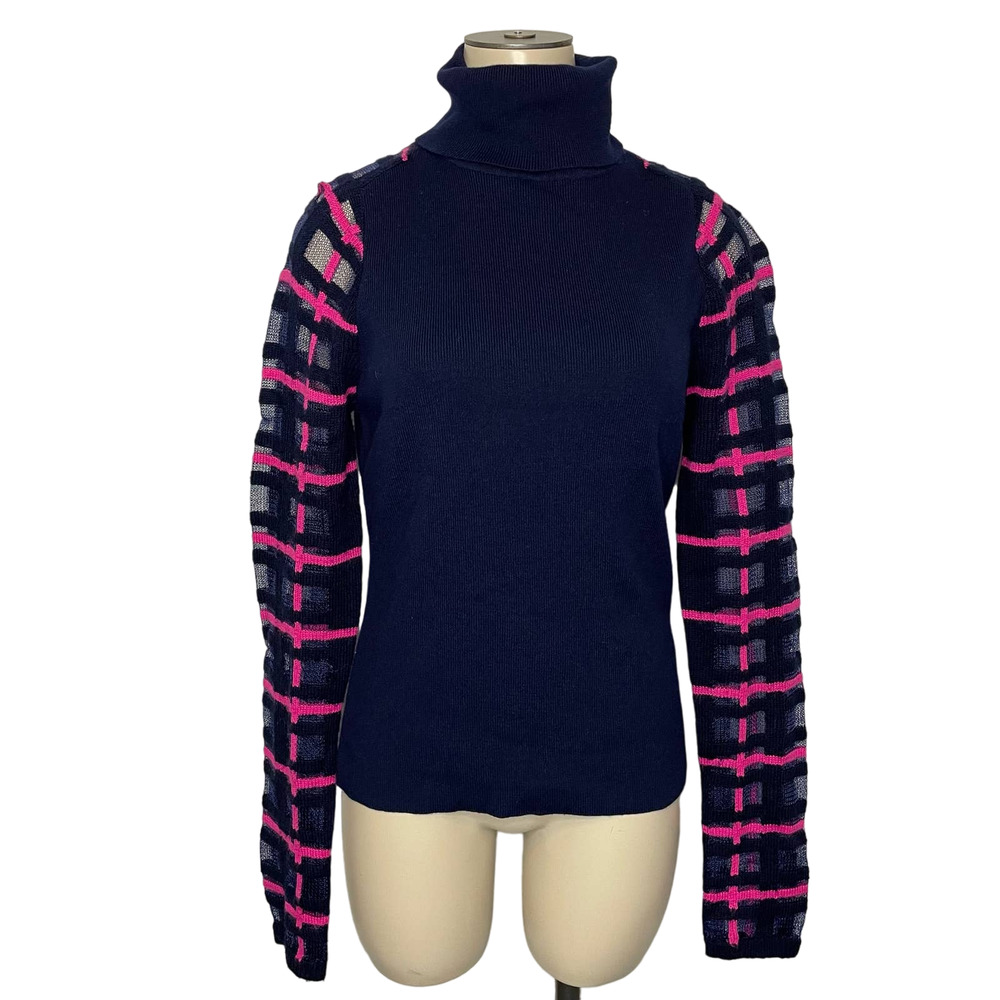 Esteban Cortazar Sweater LARGE but fits like a MEDIUM Navy Turtleneck Knit